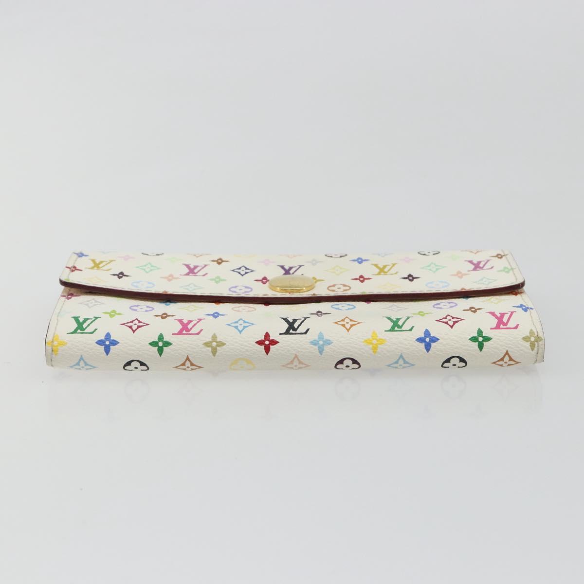 LOUIS VUITTON Multicolor Portefeuille Sarah Wallet White M93532 LV Auth 189570