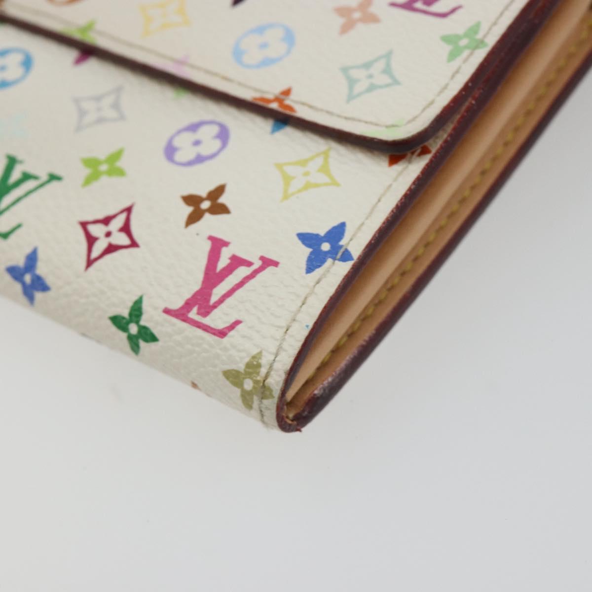 LOUIS VUITTON Multicolor Portefeuille Sarah Wallet White M93532 LV Auth 189570