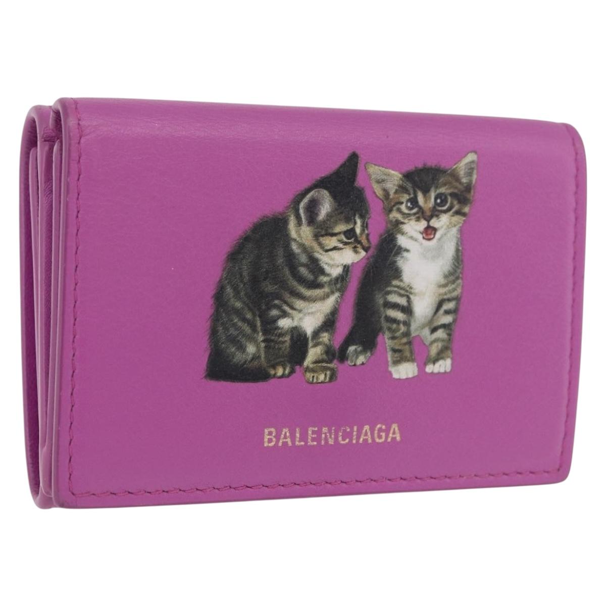 BALENCIAGA Compact Wallet Leather Pink Silver 558208 Auth 189571M