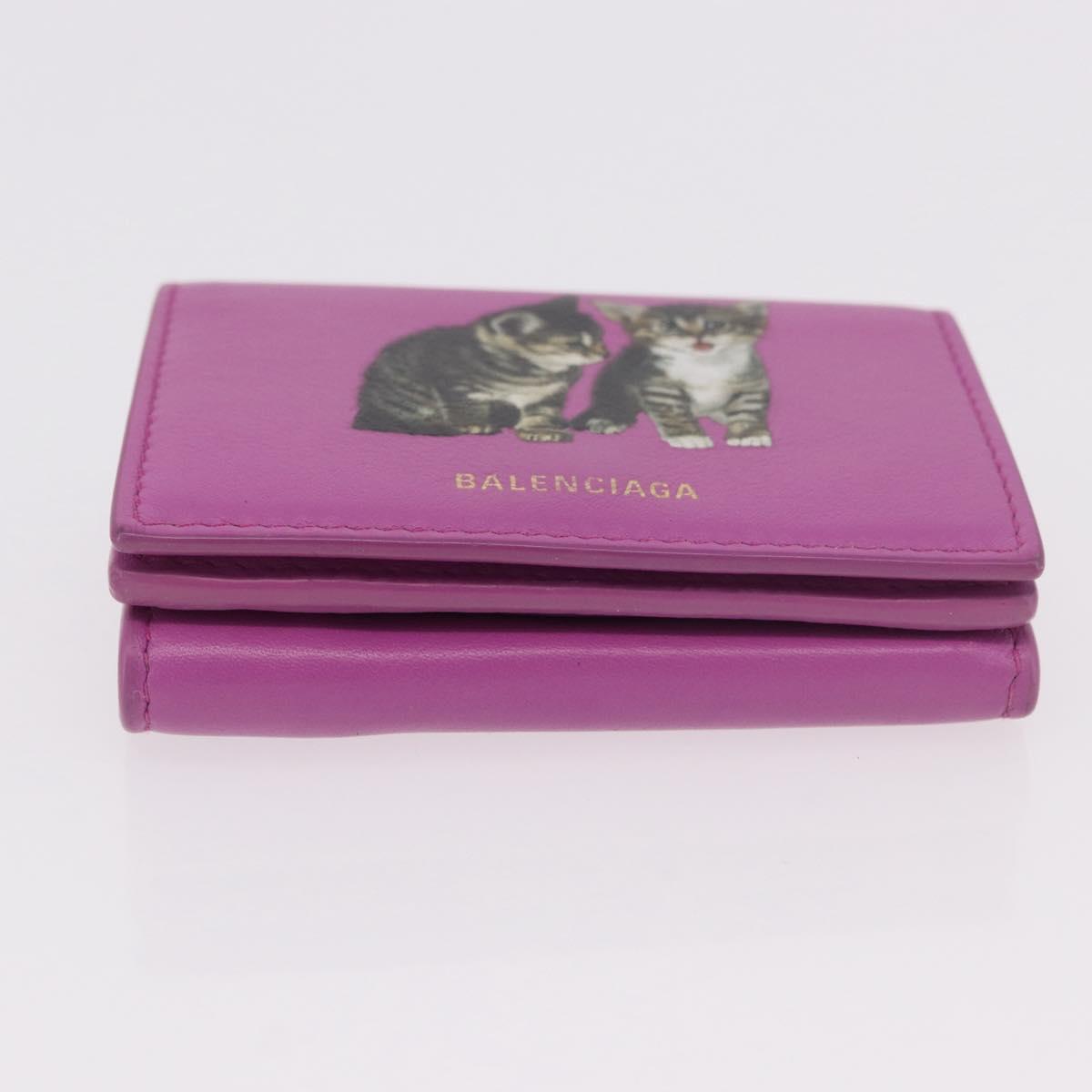 BALENCIAGA Compact Wallet Leather Pink Silver 558208 Auth 189571M