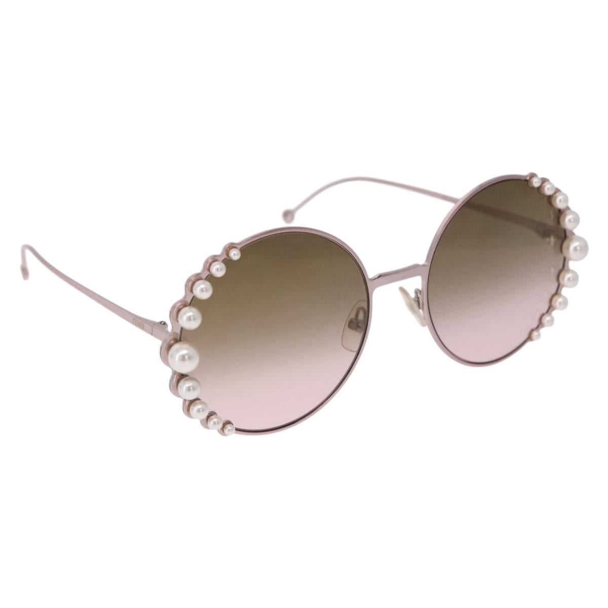 FENDI Sunglasses metal Pink Gold Auth 189574M
