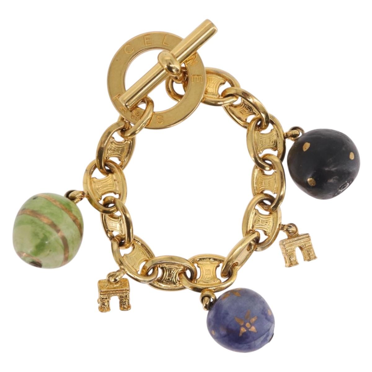 CELINE Macadam Bracelet metal Gold Tone Auth 189576M