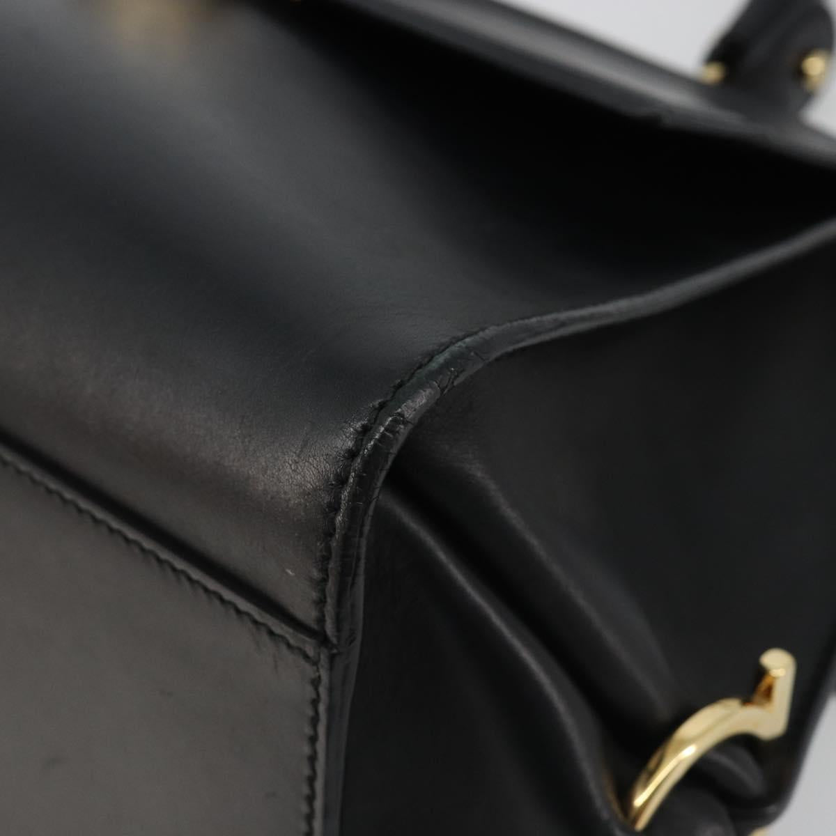Salvatore Ferragamo Sofia Gancini Hand Bag Leather 2way Black Gold Auth 189582