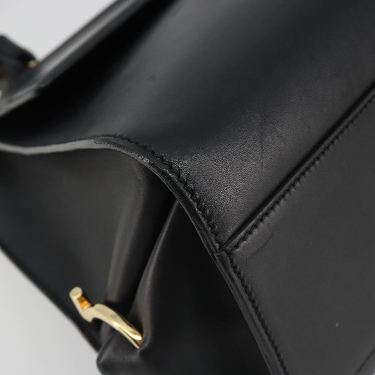 Salvatore Ferragamo Sofia Gancini Hand Bag Leather 2way Black Gold Auth 189582