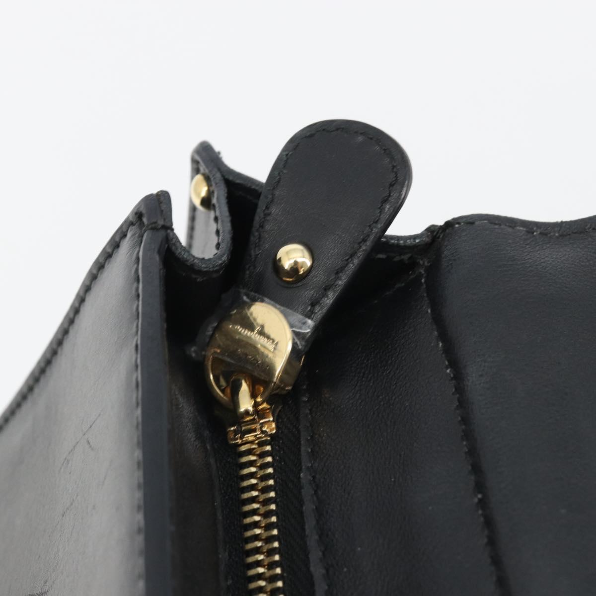 Salvatore Ferragamo Sofia Gancini Hand Bag Leather 2way Black Gold Auth 189582