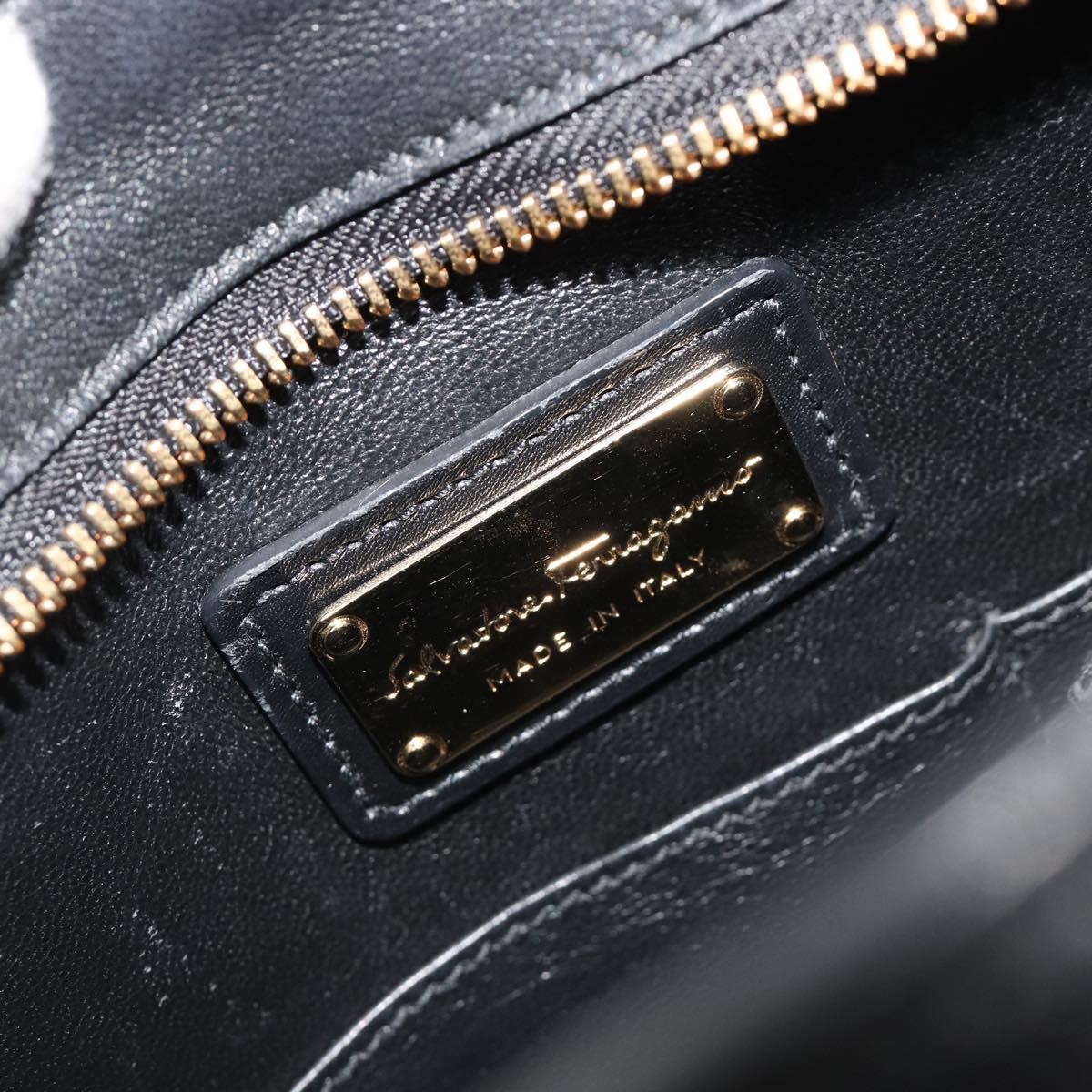 Salvatore Ferragamo Sofia Gancini Hand Bag Leather 2way Black Gold Auth 189582