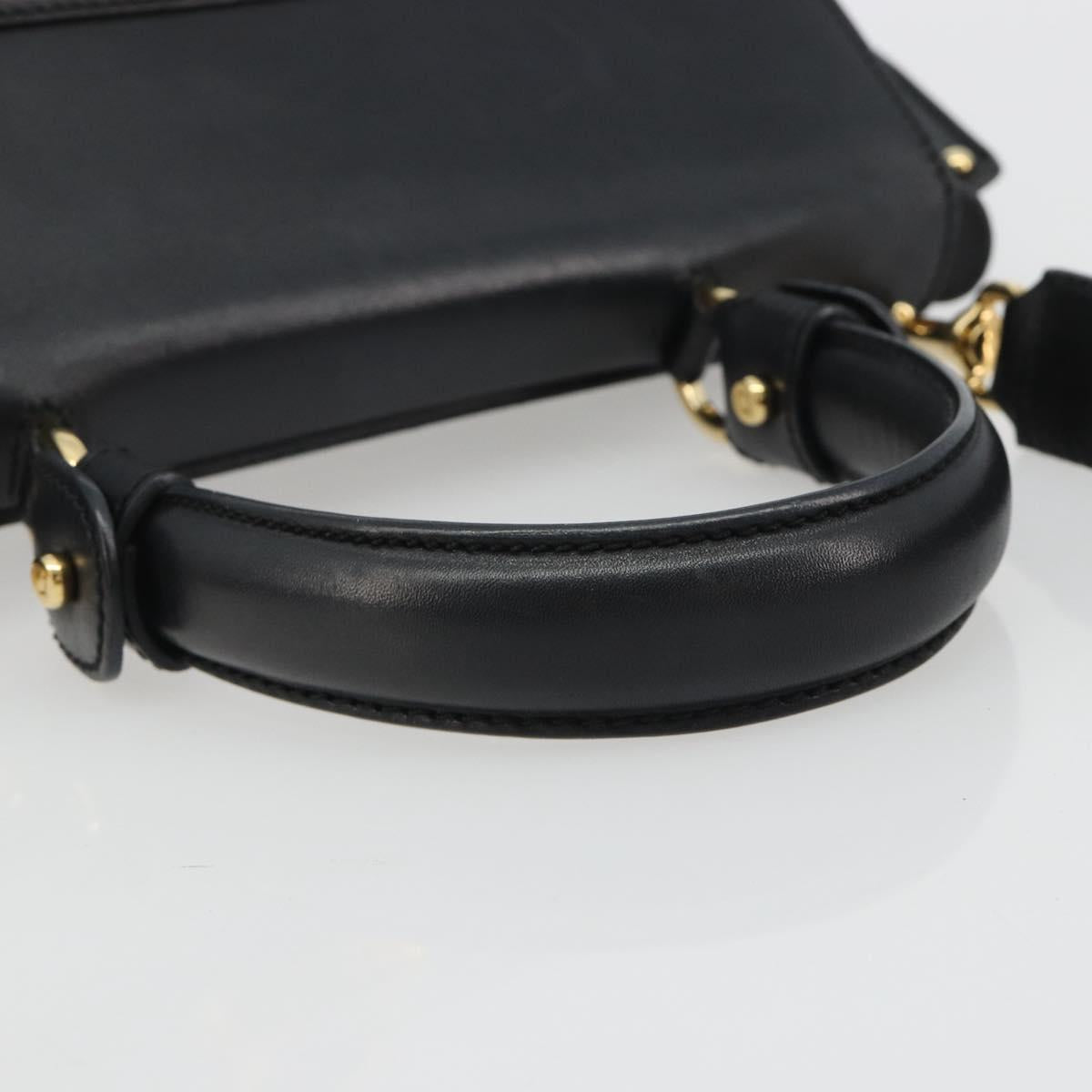 Salvatore Ferragamo Sofia Gancini Hand Bag Leather 2way Black Gold Auth 189582