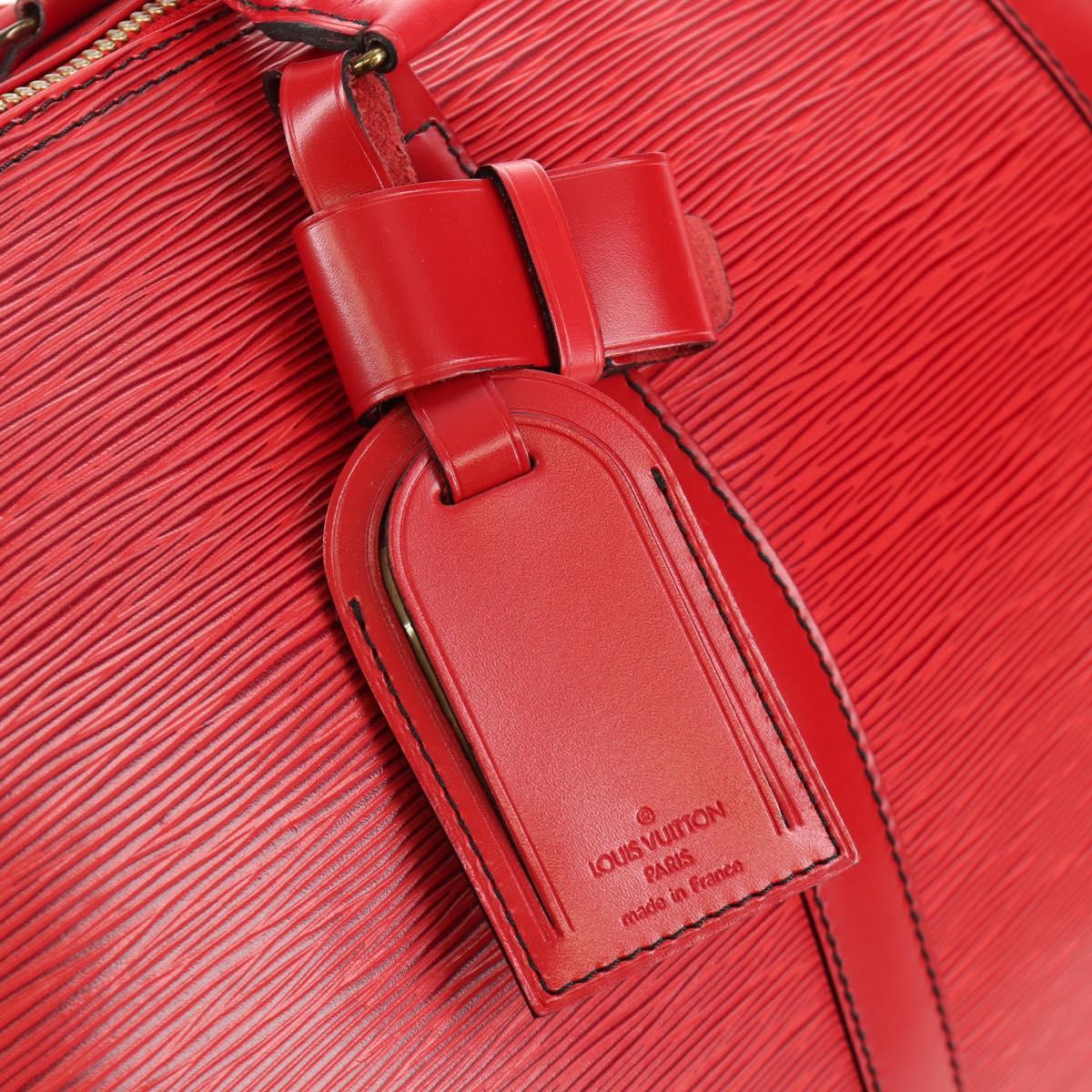 LOUIS VUITTON Epi Keepall 55 Boston Bag Red M42957 LV Auth 189584V