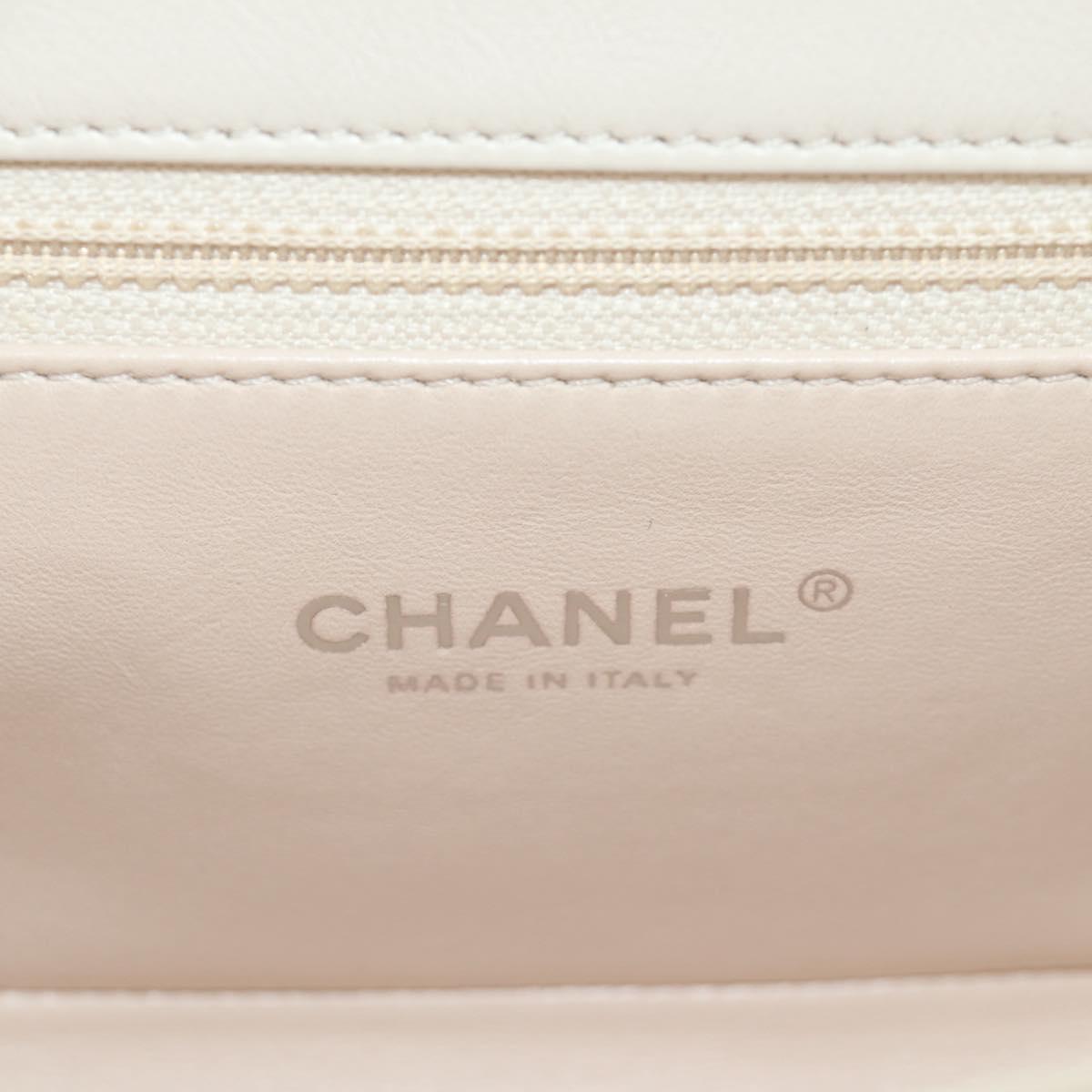CHANEL Matelasse Shoulder Bag Leather 2way Ivory Gold Silver CC Auth 189588SAV