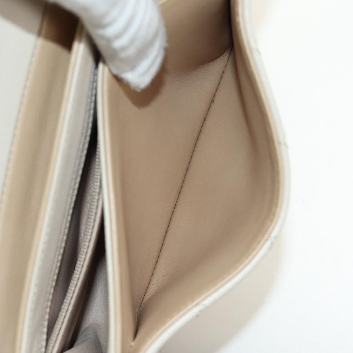 CHANEL Matelasse Shoulder Bag Leather 2way Ivory Gold Silver CC Auth 189588SAV