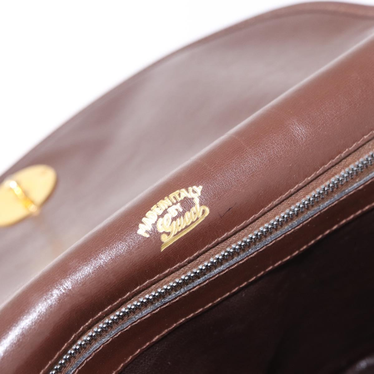 GUCCI Micro GG Canvas Shoulder Bag Suede Brown Gold Auth 189589
