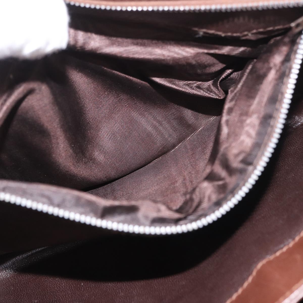 GUCCI Micro GG Canvas Shoulder Bag Suede Brown Gold Auth 189589
