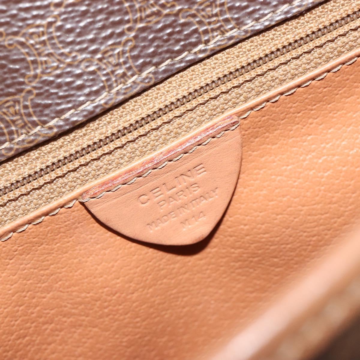 CELINE Macadam Canvas Circle Shoulder Bag PVC Leather Brown Gold Auth 189595