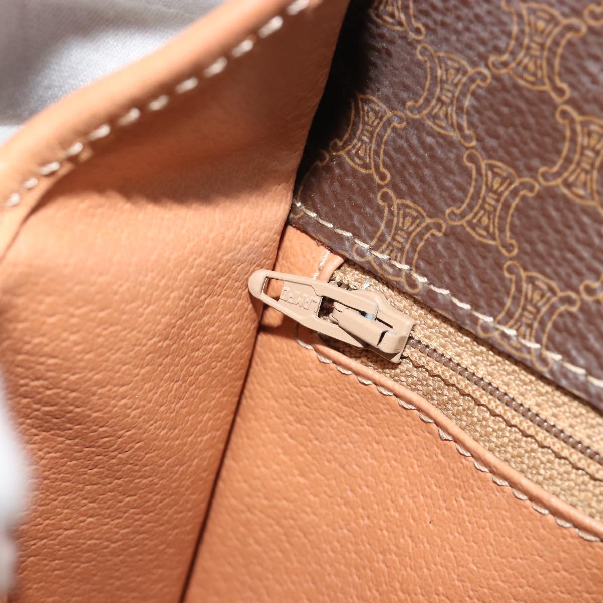 CELINE Macadam Canvas Circle Shoulder Bag PVC Leather Brown Gold Auth 189595