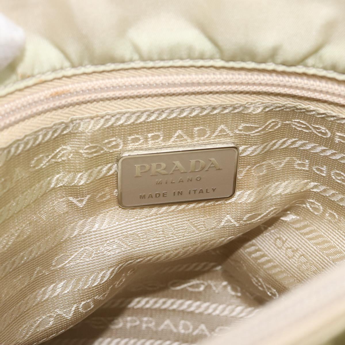 PRADA Tote Bag Nylon Ivory Silver Auth 189601