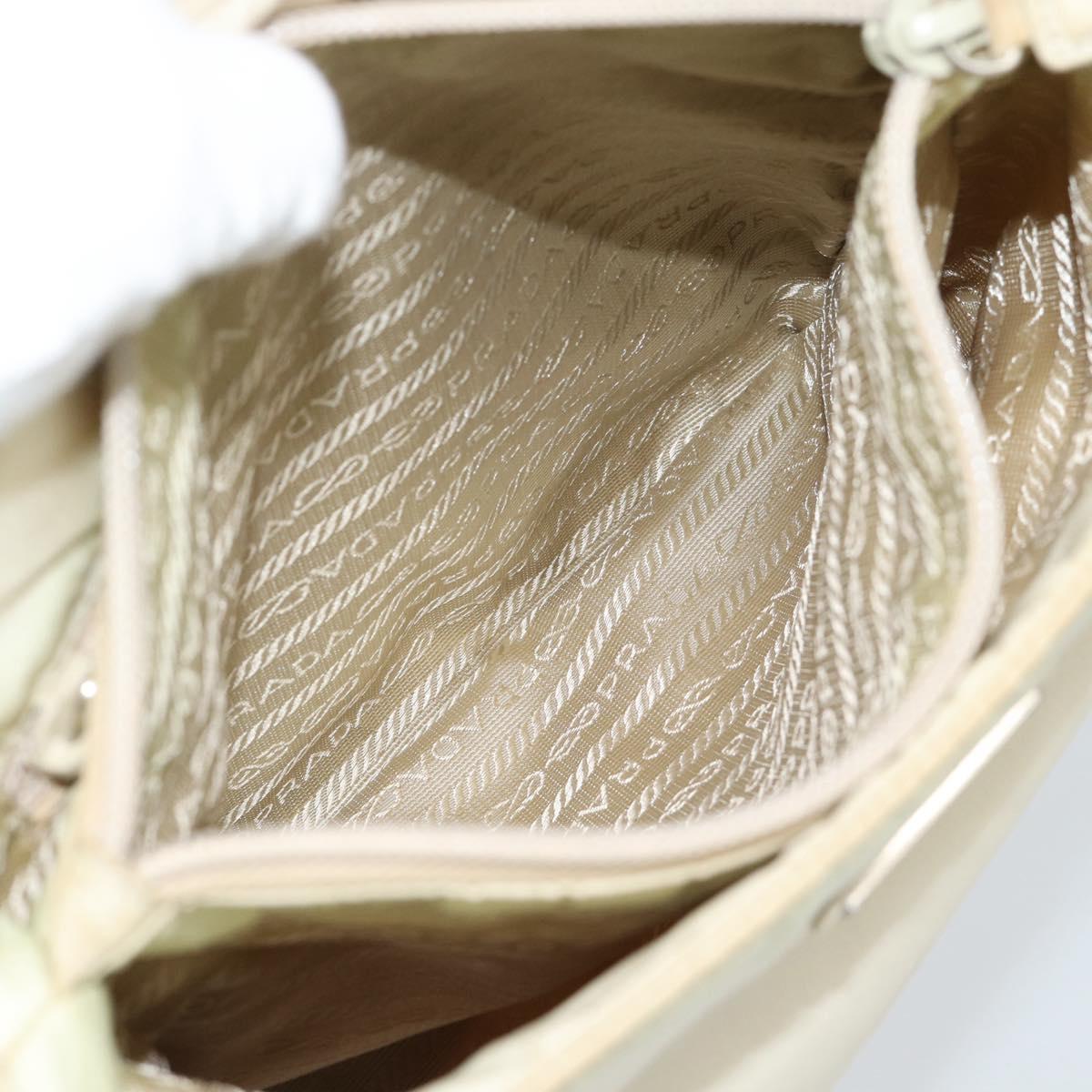 PRADA Tote Bag Nylon Ivory Silver Auth 189601