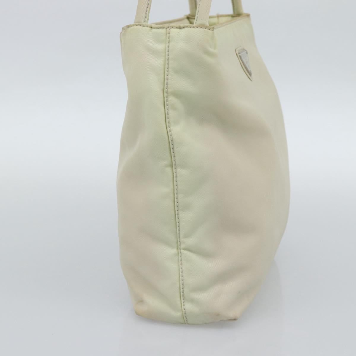 PRADA Tote Bag Nylon Ivory Silver Auth 189601