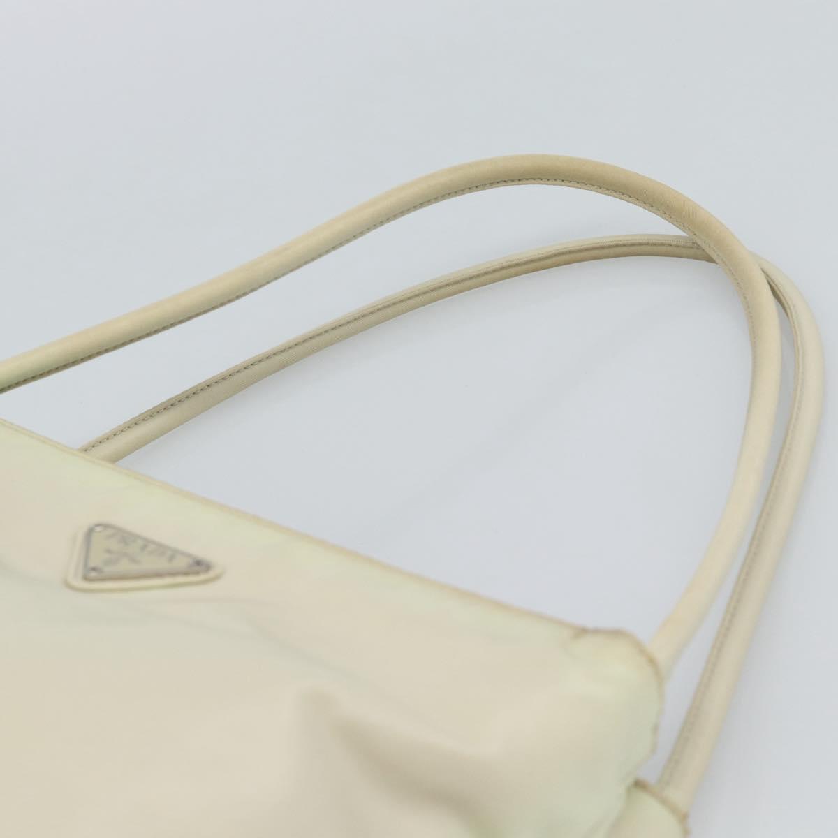 PRADA Tote Bag Nylon Ivory Silver Auth 189601