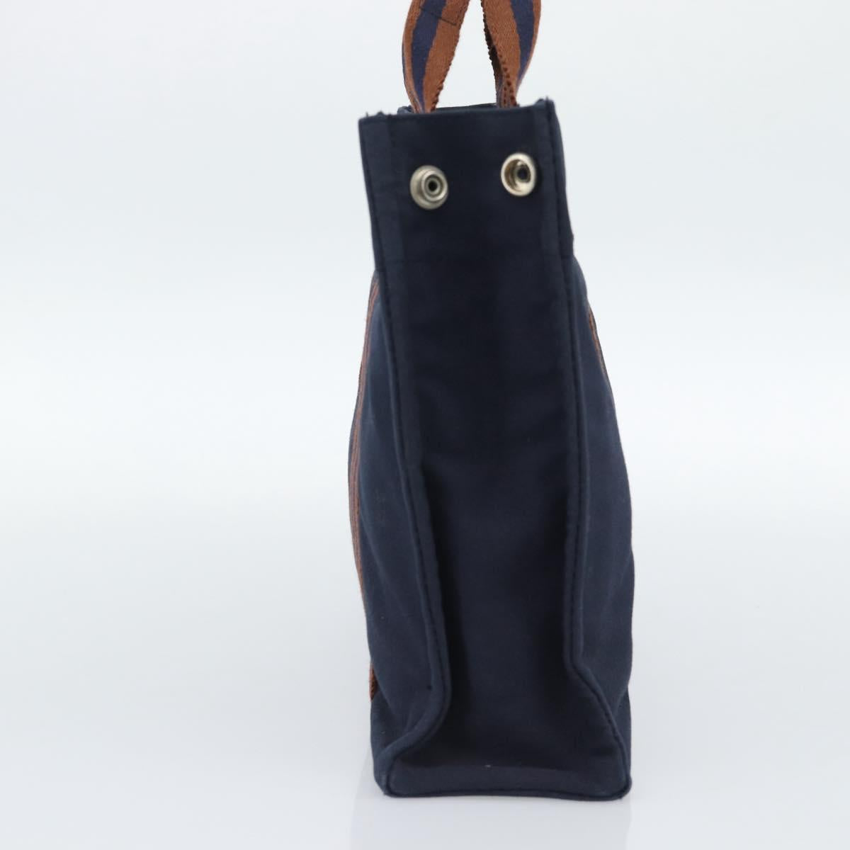 HERMES New Fourre Tout PM Hand Bag Canvas Navy Silver Auth 189604