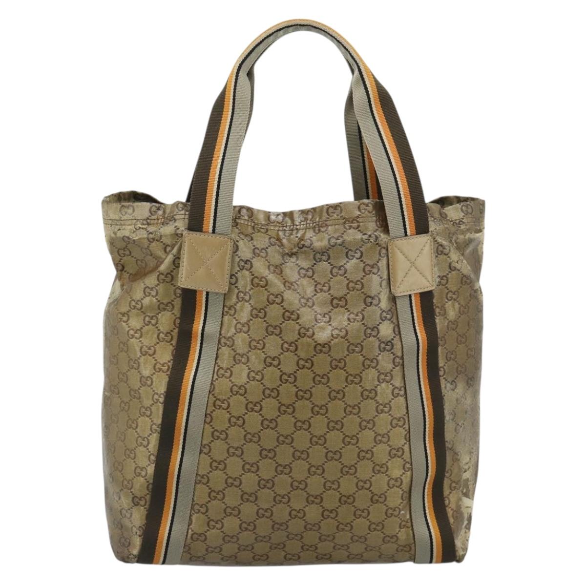 GUCCI GG Crystal Tote Bag Coated Canvas Beige 189669 Auth 189612