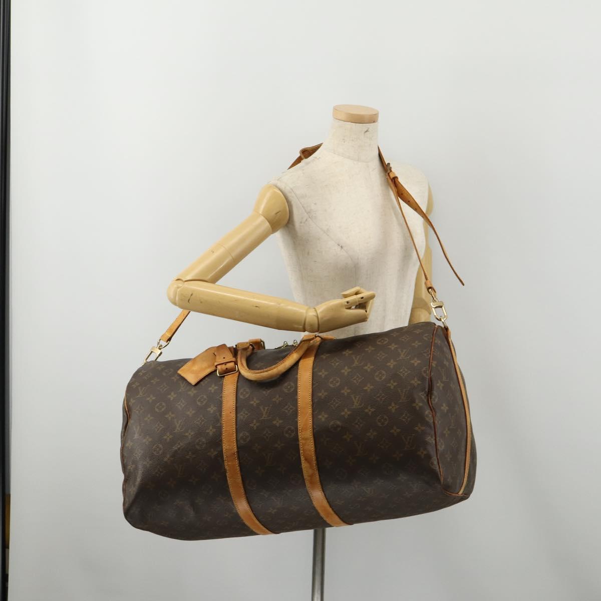 LOUIS VUITTON Monogram Keepall Bandouliere 55 Boston Bag M41414 LV Auth 189613