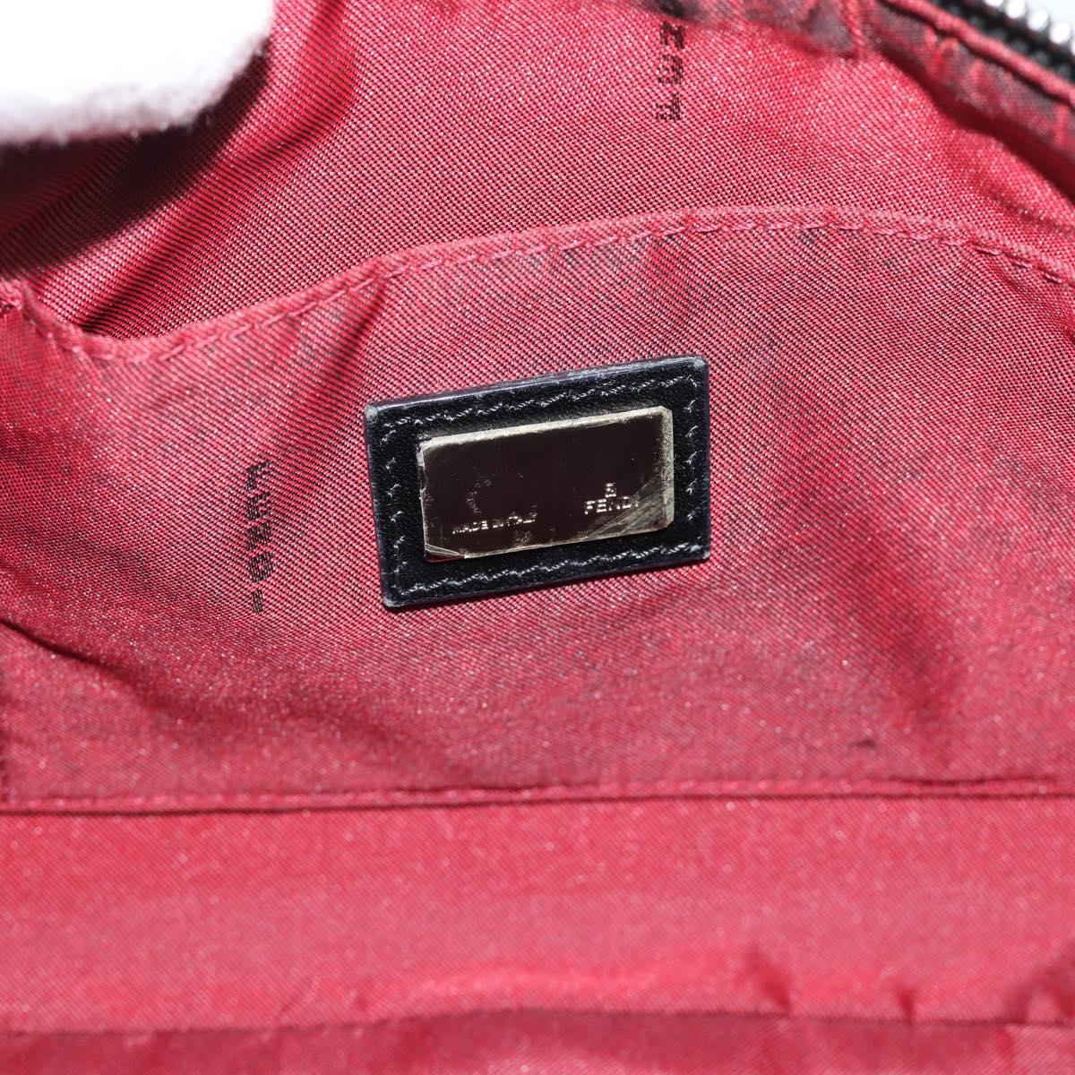 FENDI Zucchino Canvas Shoulder Bag Red Silver Auth 189614