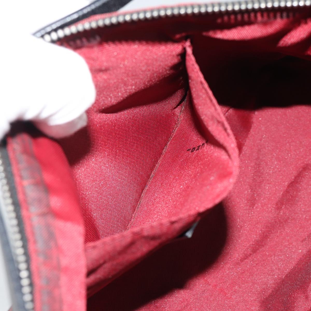 FENDI Zucchino Canvas Shoulder Bag Red Silver Auth 189614