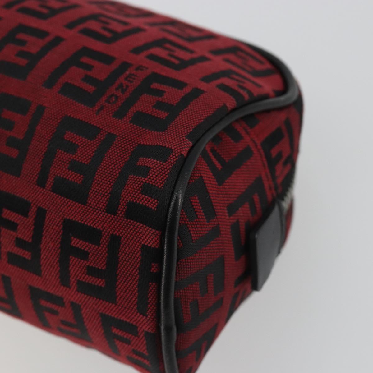 FENDI Zucchino Canvas Pouch Red Silver Auth 189615A
