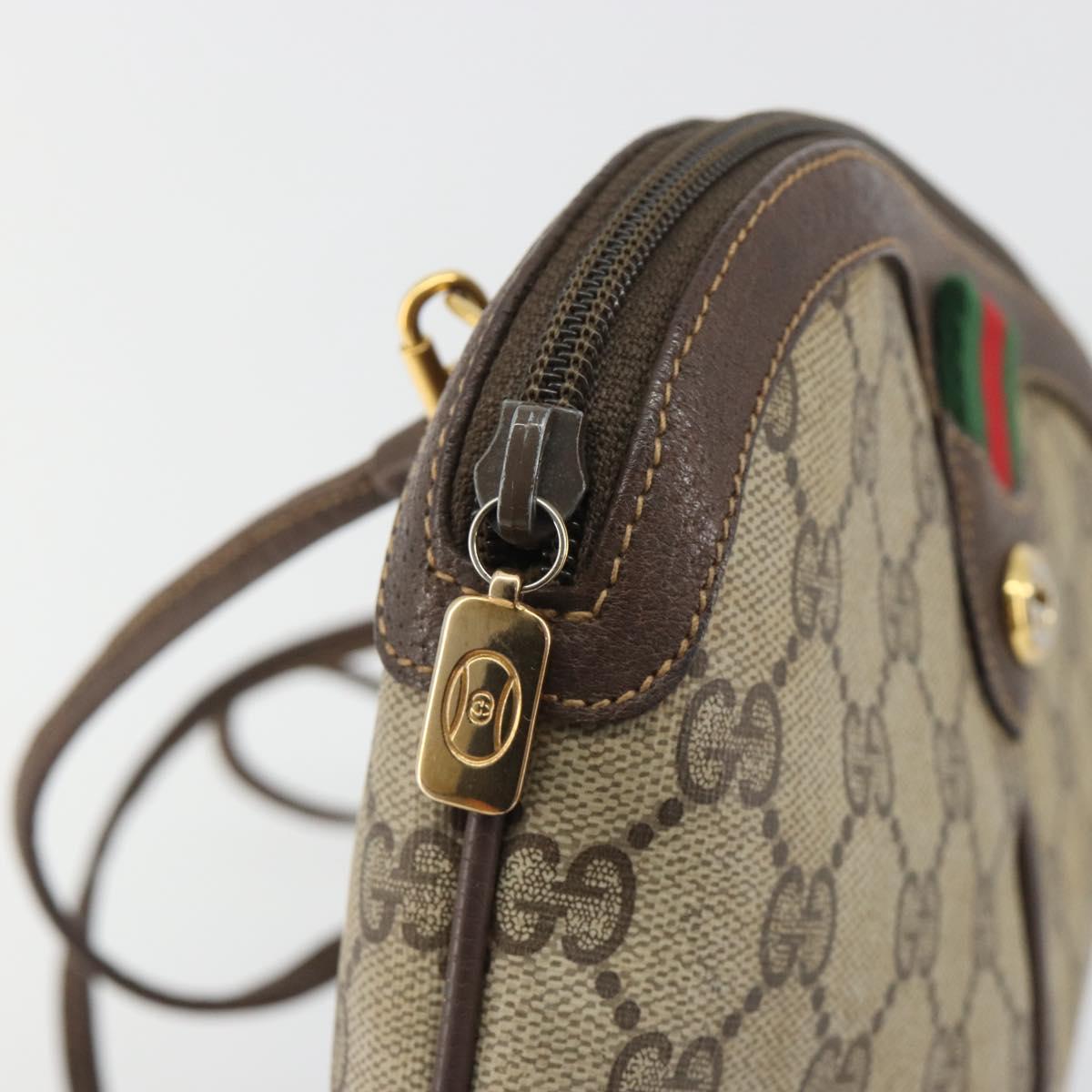 GUCCI GG Supreme Web Sherry Line Bag PVC Beige Gold 904 02 047 Auth 189616
