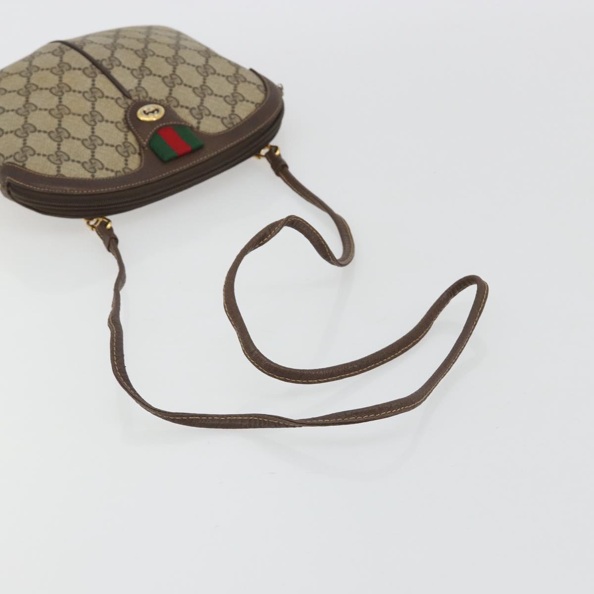 GUCCI GG Supreme Web Sherry Line Bag PVC Beige Gold 904 02 047 Auth 189616