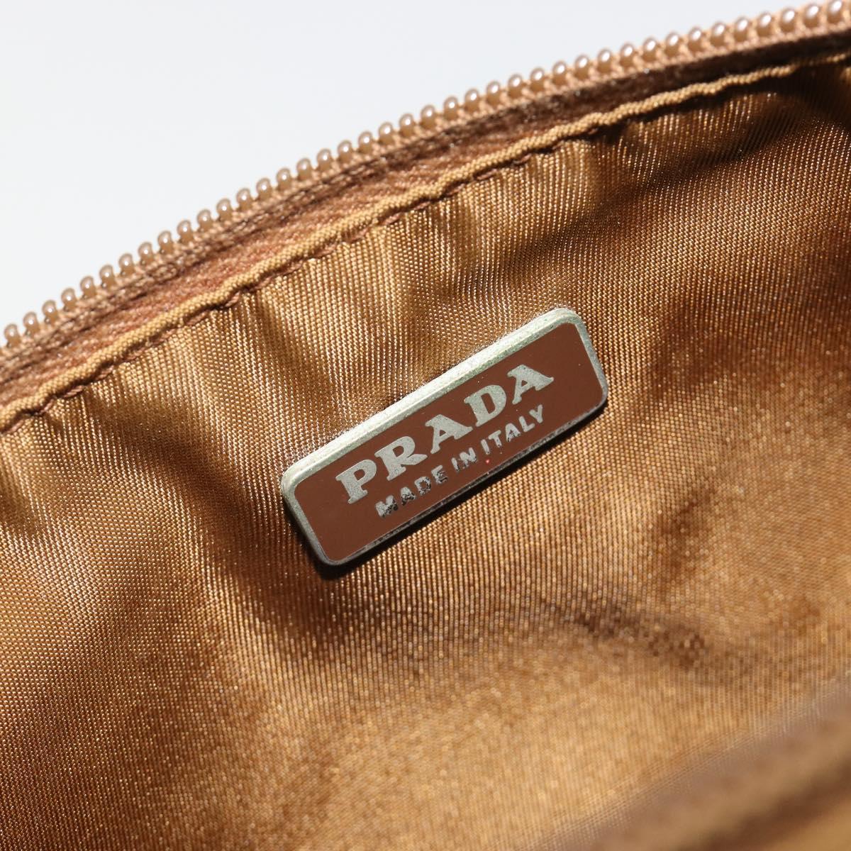 PRADA Accessory Pouch Nylon Brown Silver Auth 189617
