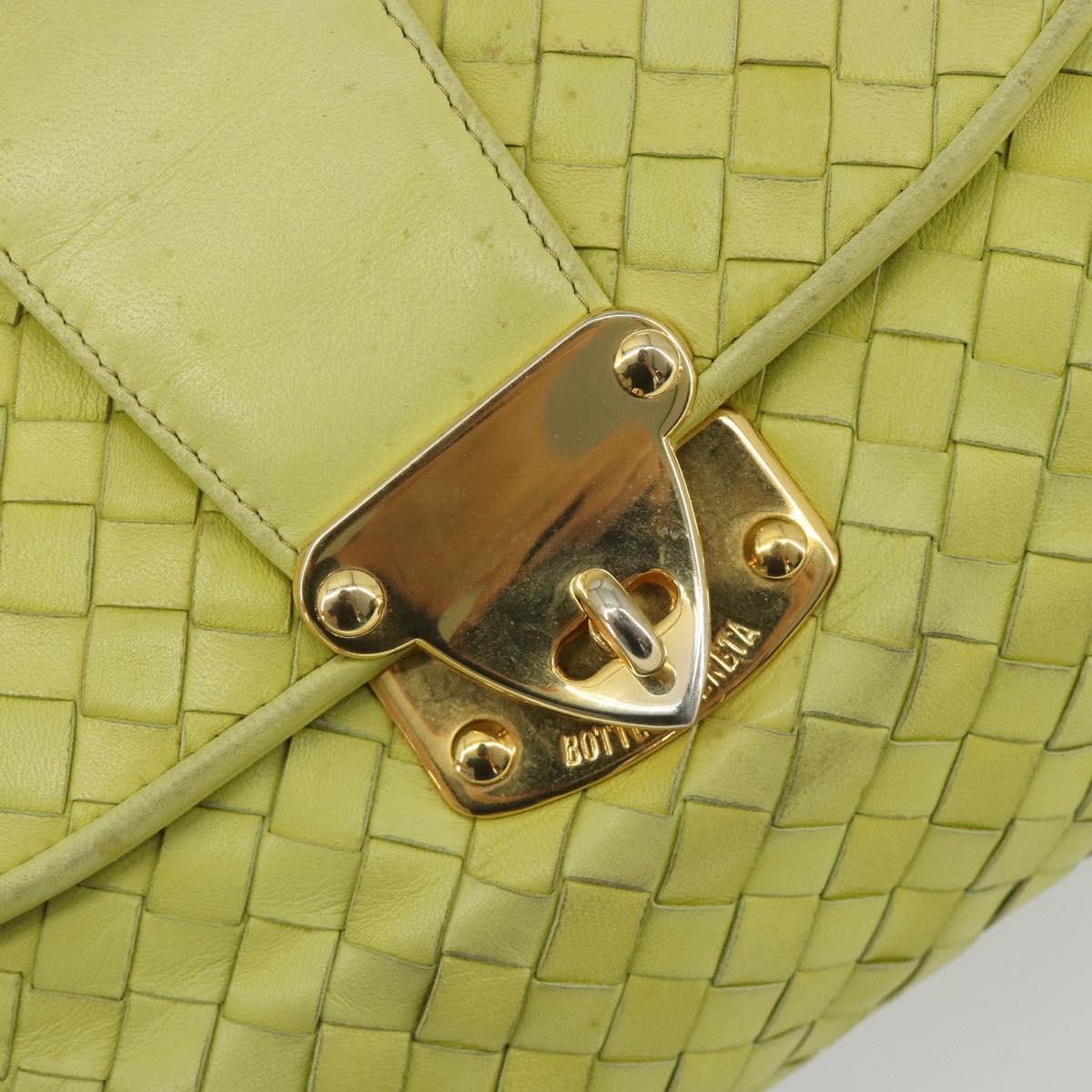 BOTTEGA VENETA INTRECCIATO Hand Bag Leather Yellow Gold Auth 189621