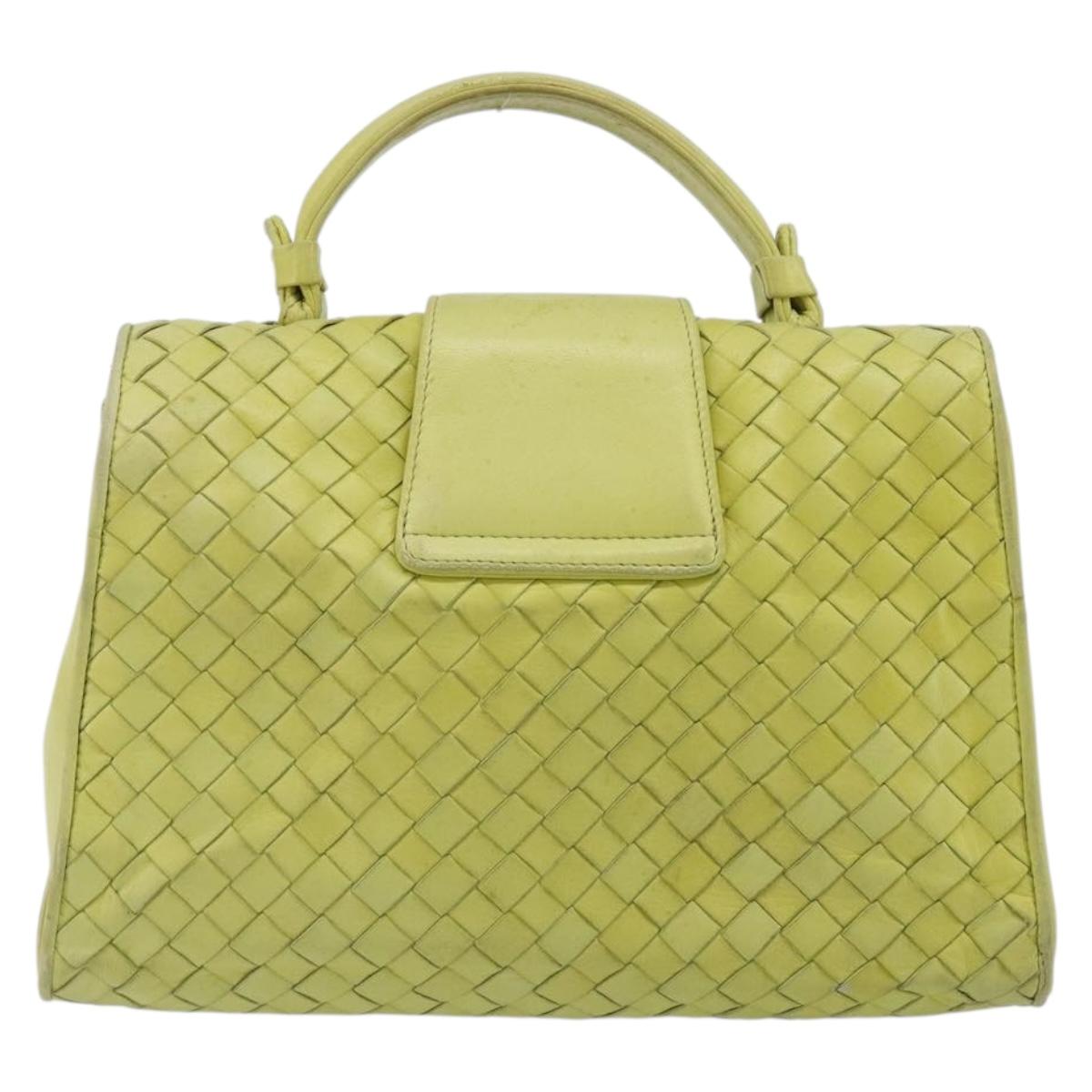 BOTTEGA VENETA INTRECCIATO Hand Bag Leather Yellow Gold Auth 189621