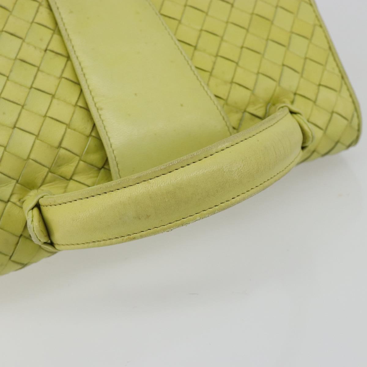 BOTTEGA VENETA INTRECCIATO Hand Bag Leather Yellow Gold Auth 189621