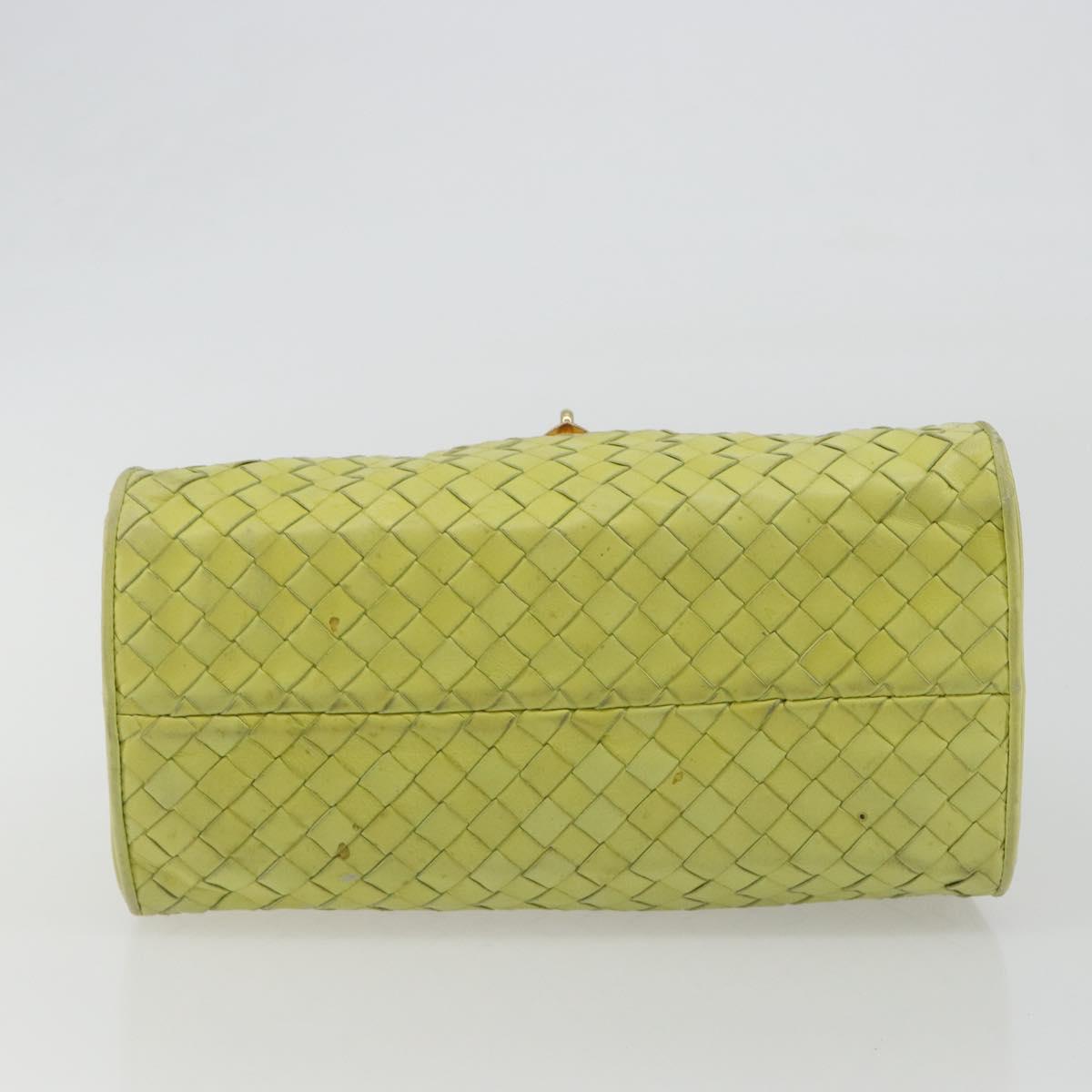 BOTTEGA VENETA INTRECCIATO Hand Bag Leather Yellow Gold Auth 189621