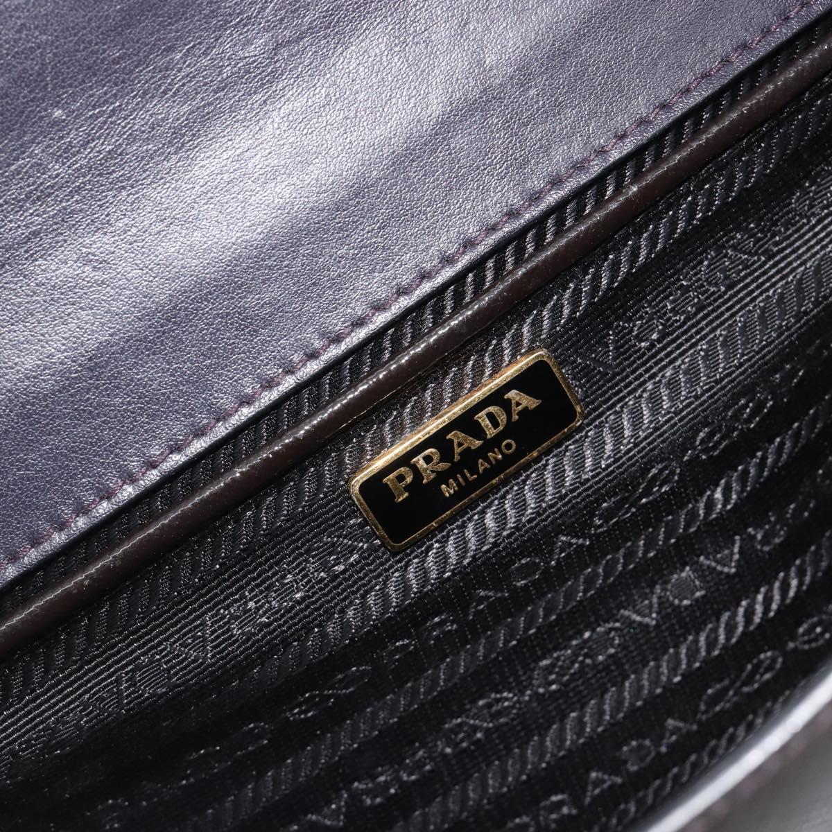 PRADA Chain Shoulder Bag Saffiano Leather Black Gold Auth 189622A