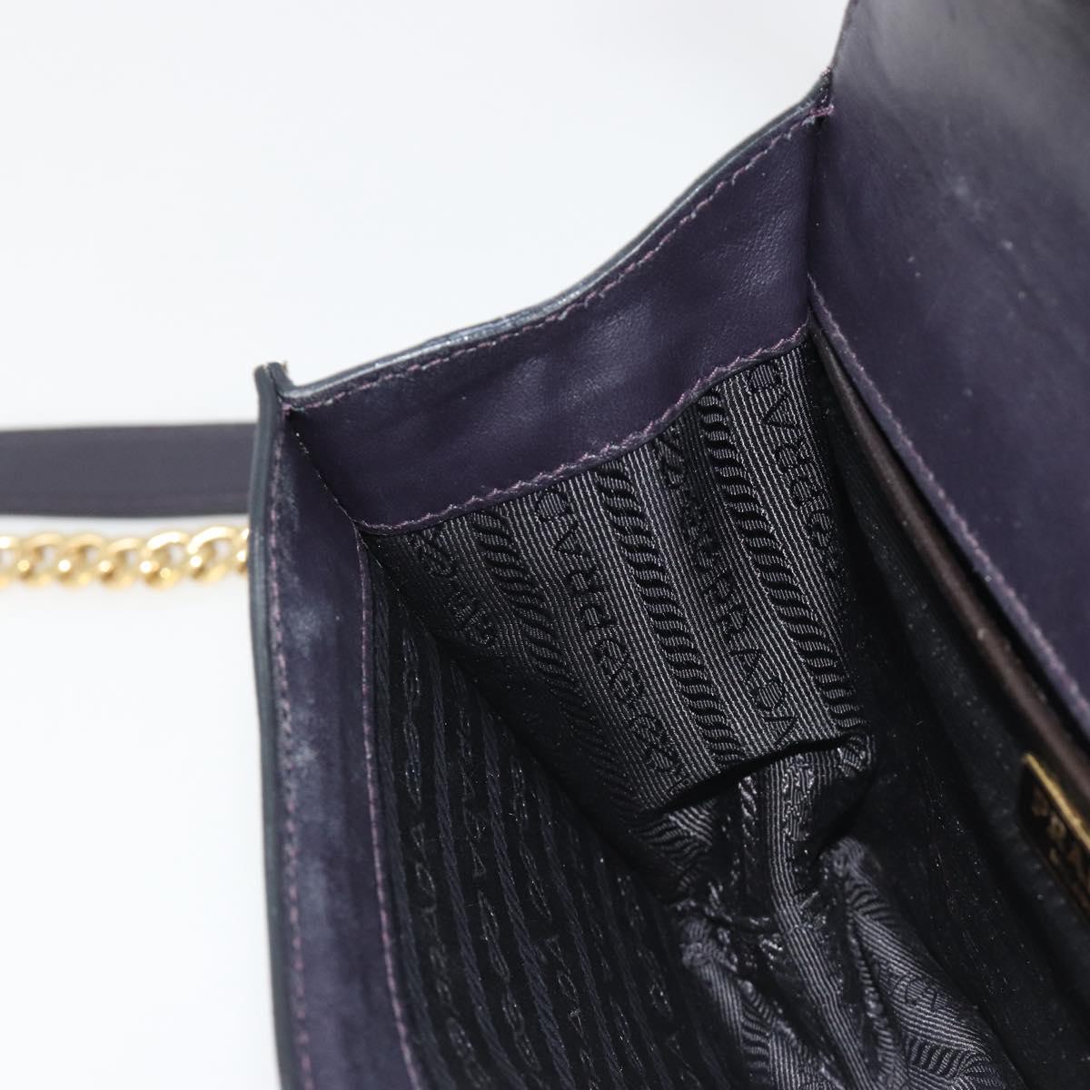 PRADA Chain Shoulder Bag Saffiano Leather Black Gold Auth 189622A