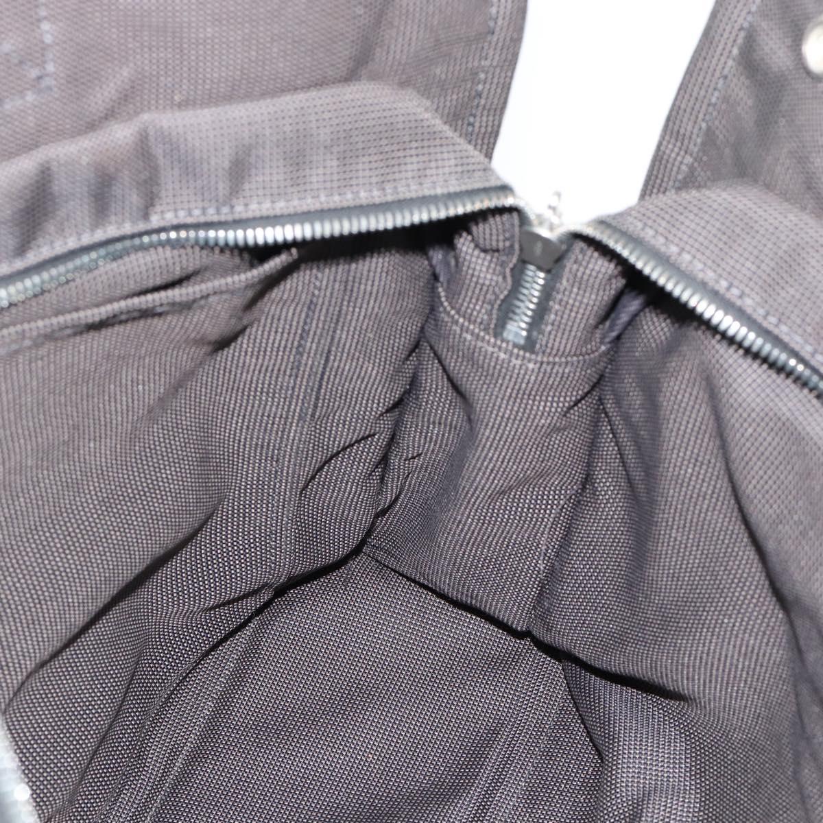 HERMES Her Line MM Hand Bag Canvas Gray Silver Auth 189626
