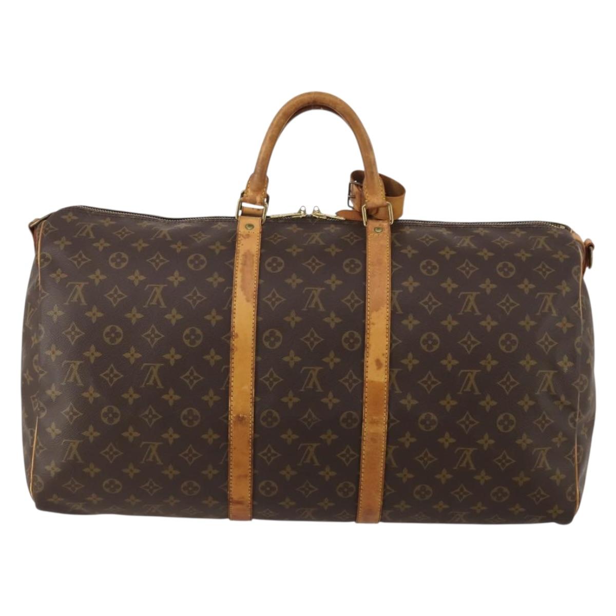LOUIS VUITTON Monogram Keepall Bandouliere 55 Boston Bag M41414 LV Auth 189631