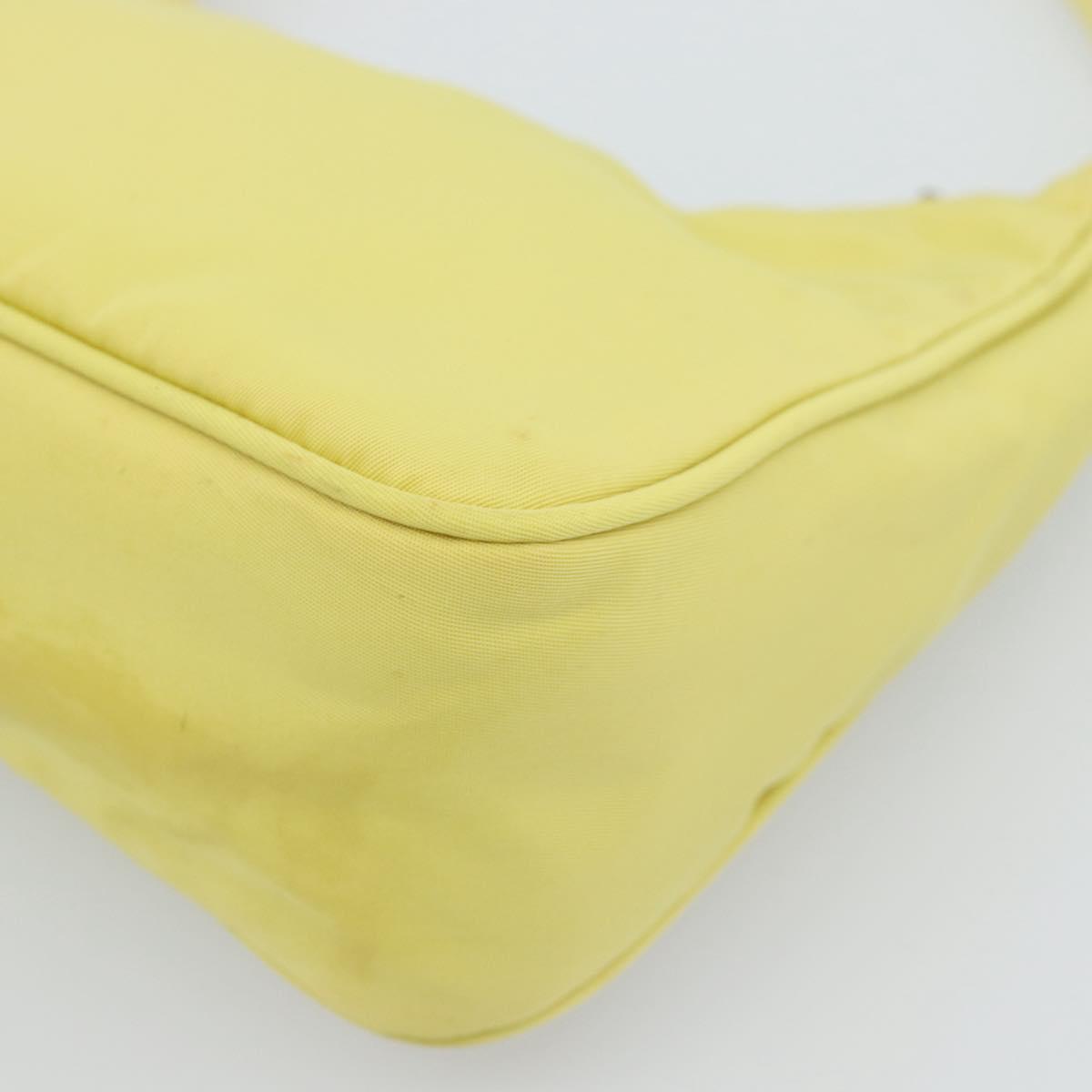 PRADA Hand Pouch Nylon Yellow Silver Auth 189641