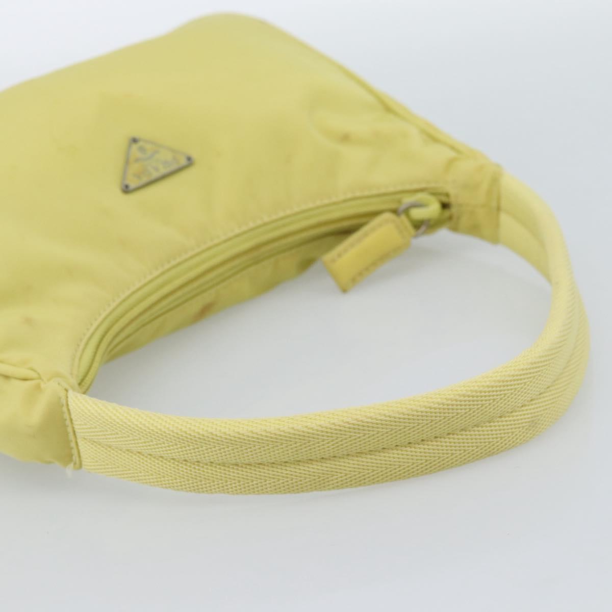 PRADA Hand Pouch Nylon Yellow Silver Auth 189641