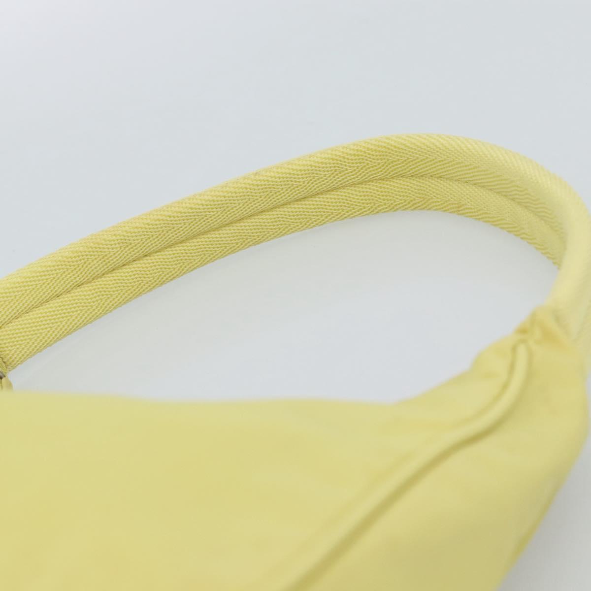 PRADA Hand Pouch Nylon Yellow Silver Auth 189641