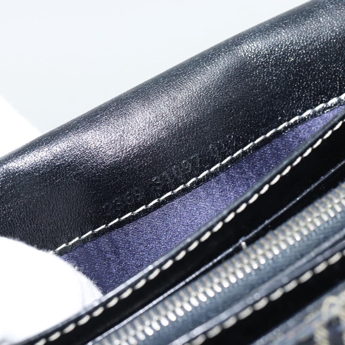 FENDI Zucchino Canvas Mamma Baguette Long Wallet Navy Silver Auth 189643