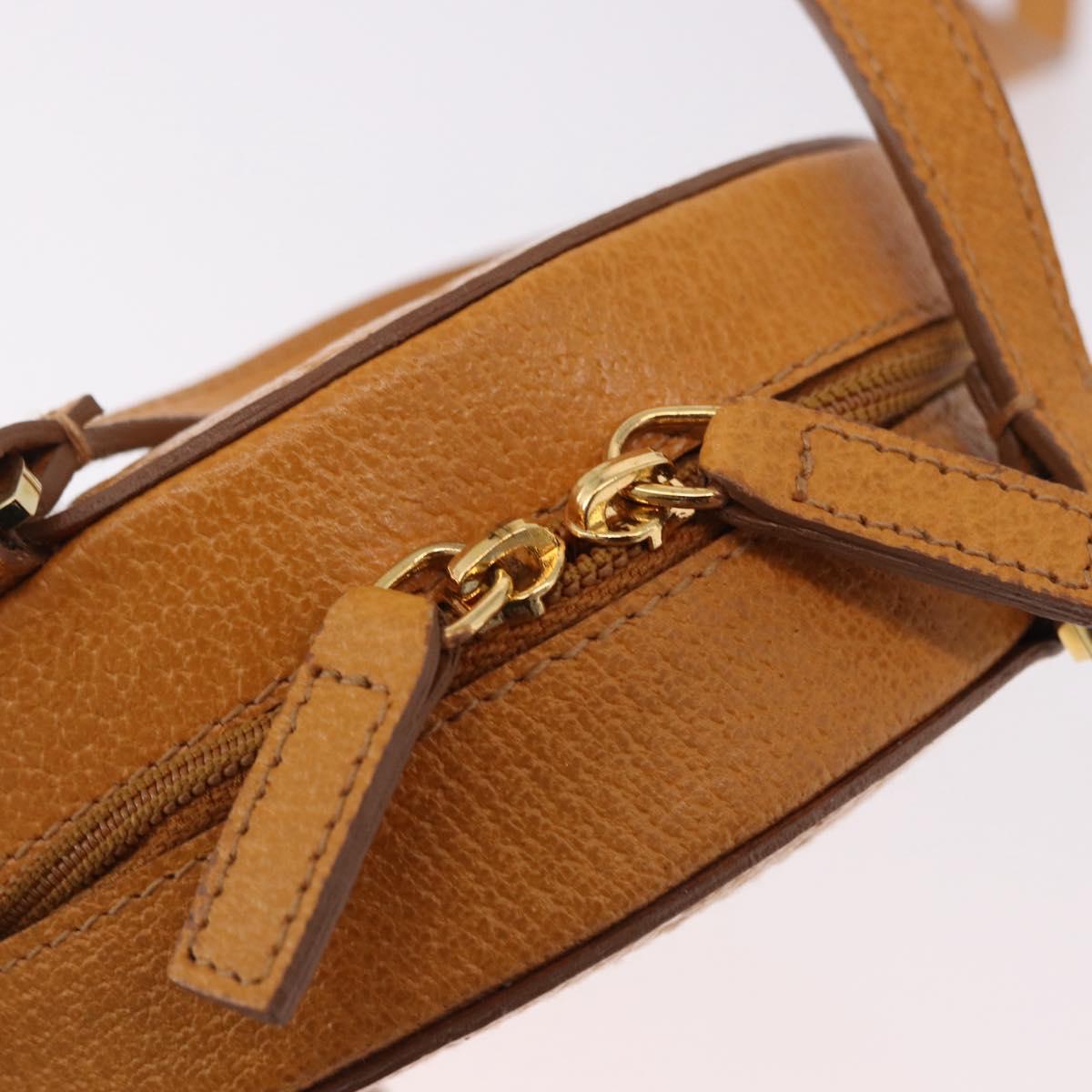 BVLGARI Shoulder Bag Leather Brown Gold Auth 189645A