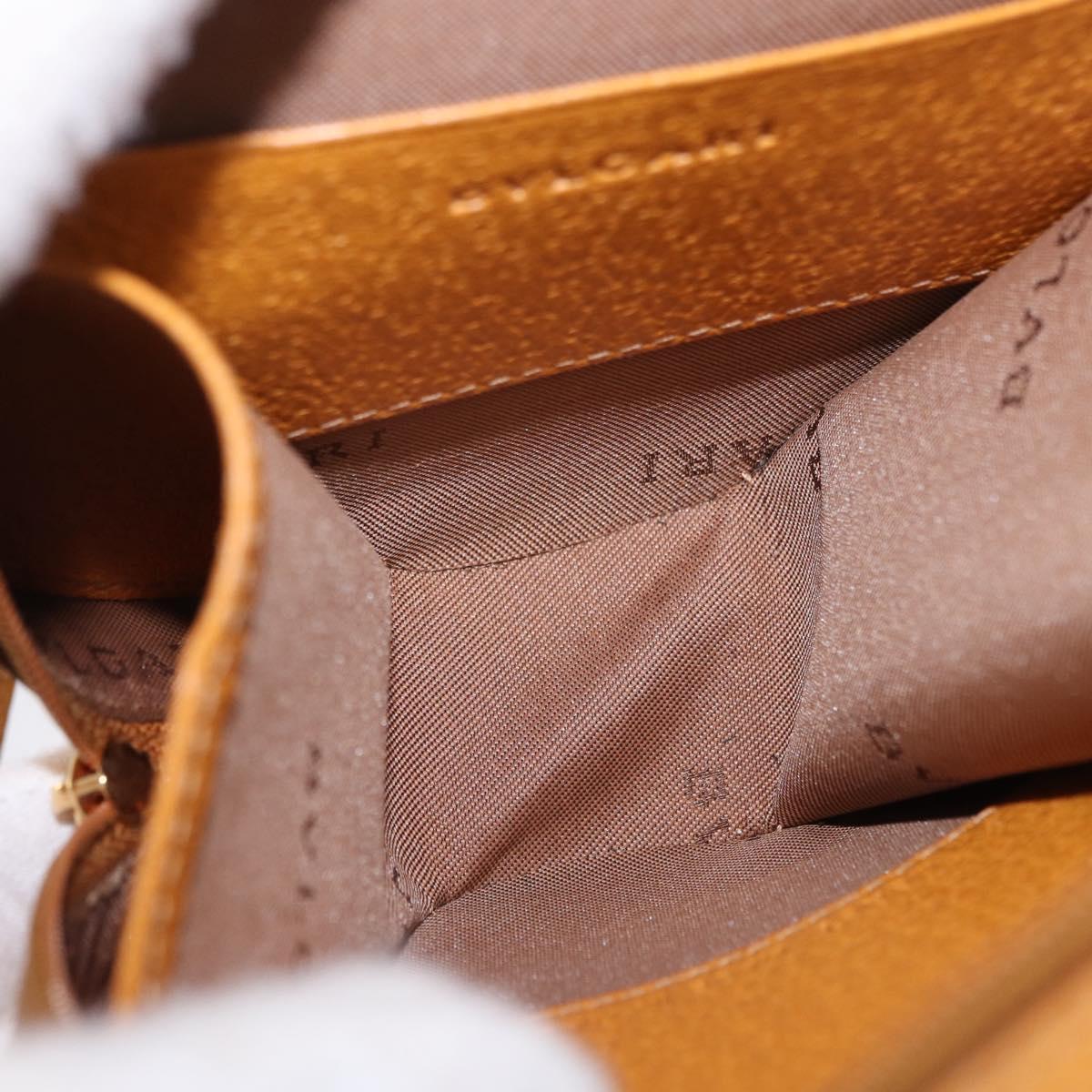 BVLGARI Shoulder Bag Leather Brown Gold Auth 189645A