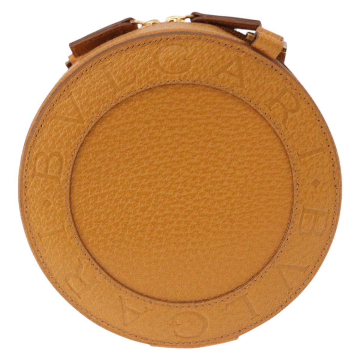 BVLGARI Shoulder Bag Leather Brown Gold Auth 189645A
