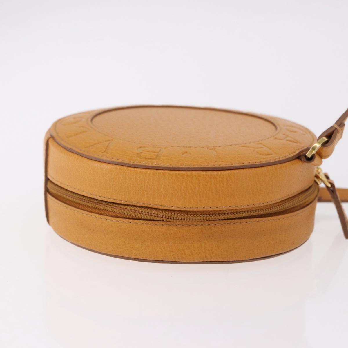 BVLGARI Shoulder Bag Leather Brown Gold Auth 189645A