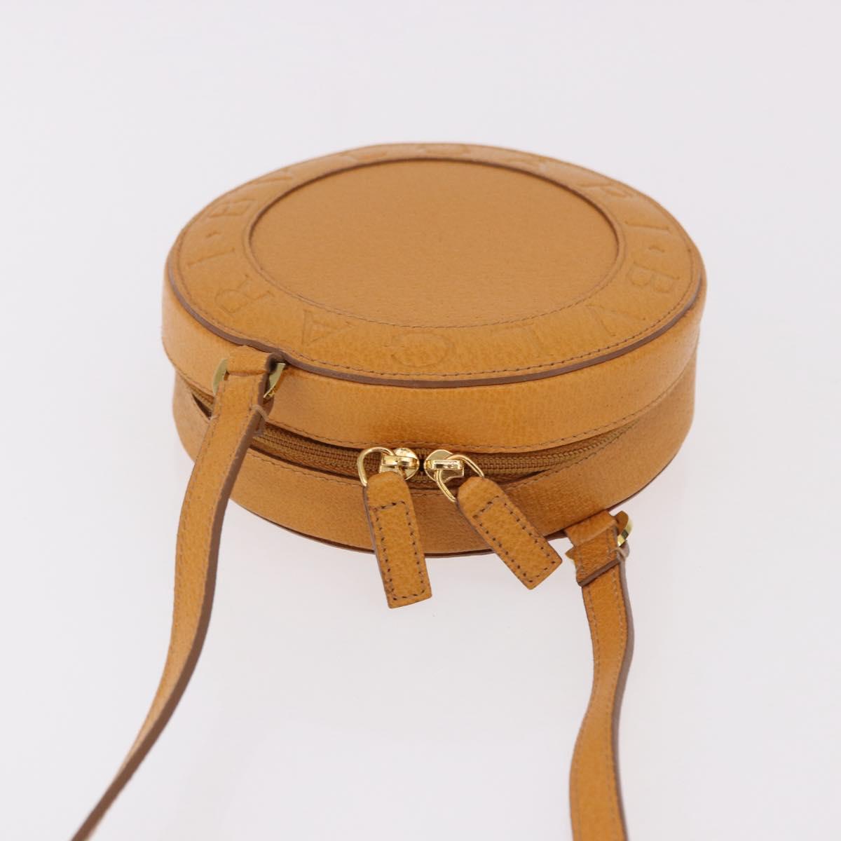 BVLGARI Shoulder Bag Leather Brown Gold Auth 189645A