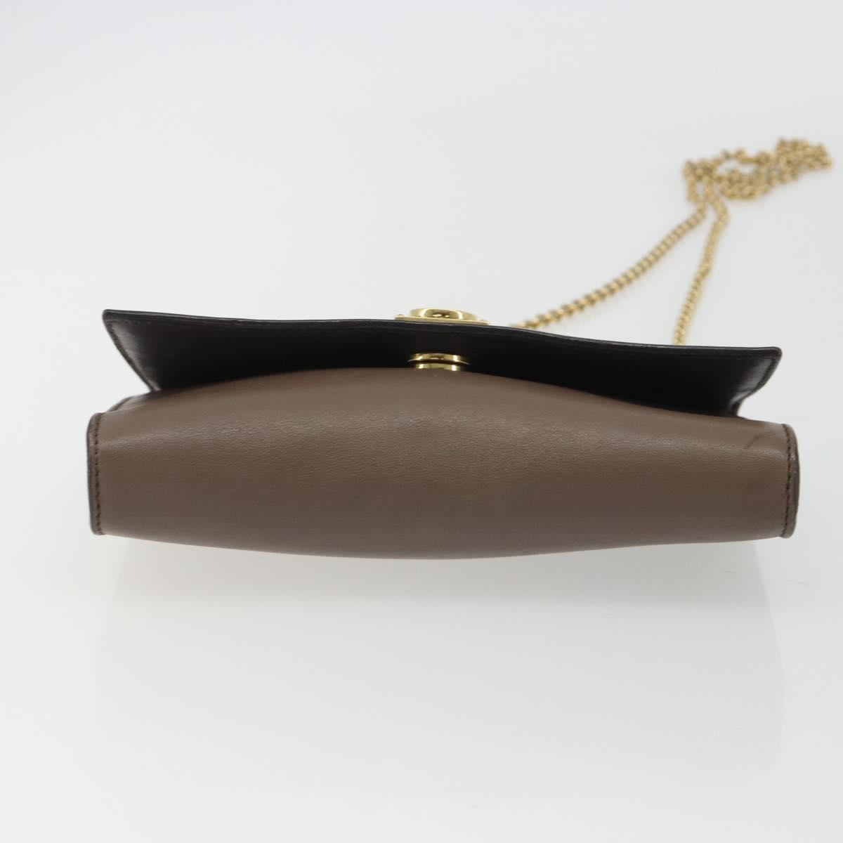 Salvatore Ferragamo Gancini Chain Shoulder Bag Leather Gray Gold Auth 189649