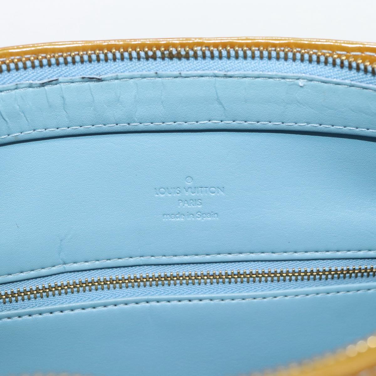LOUIS VUITTON Monogram Vernis Houston Hand Bag Baby Blue M91005 LV Auth 189650